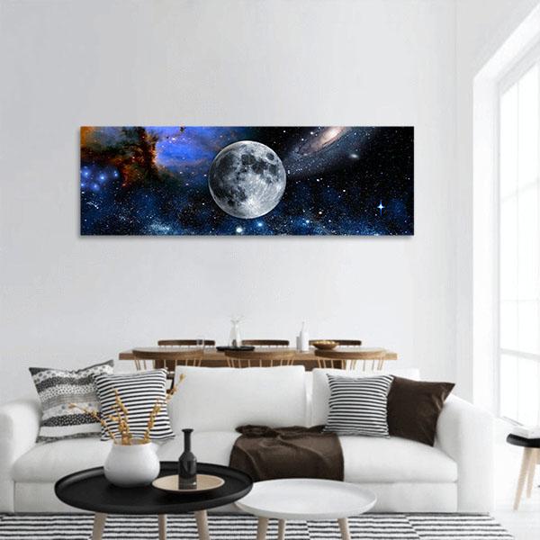 Space View From Earth Space Panoramic Canvas Wall Art-1 Piece-36" x 12"-Tiaracle