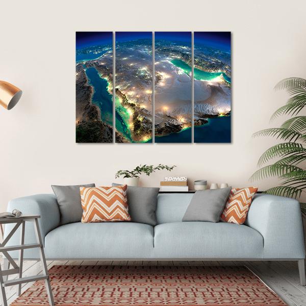 Space View Of Saudi Arabia Canvas Wall Art-4 Horizontal-Gallery Wrap-34" x 24"-Tiaracle