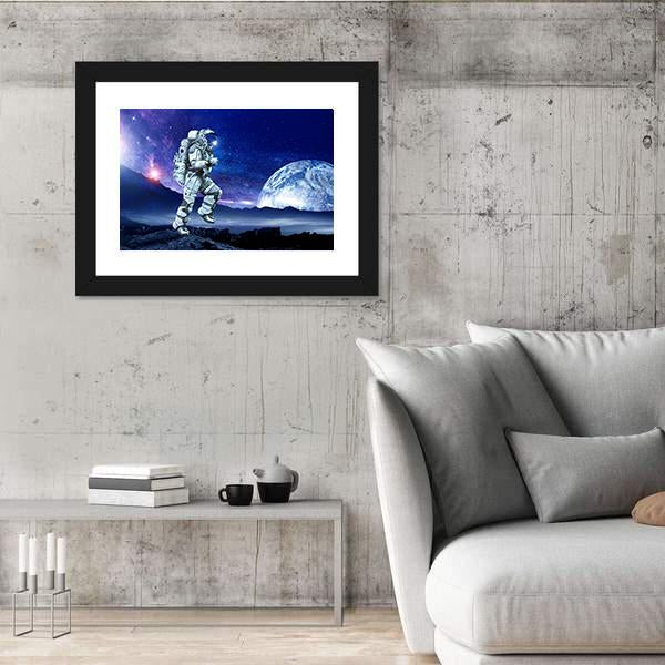 Spaceman Running Canvas Wall Art-3 Horizontal-Gallery Wrap-25" x 16"-Tiaracle