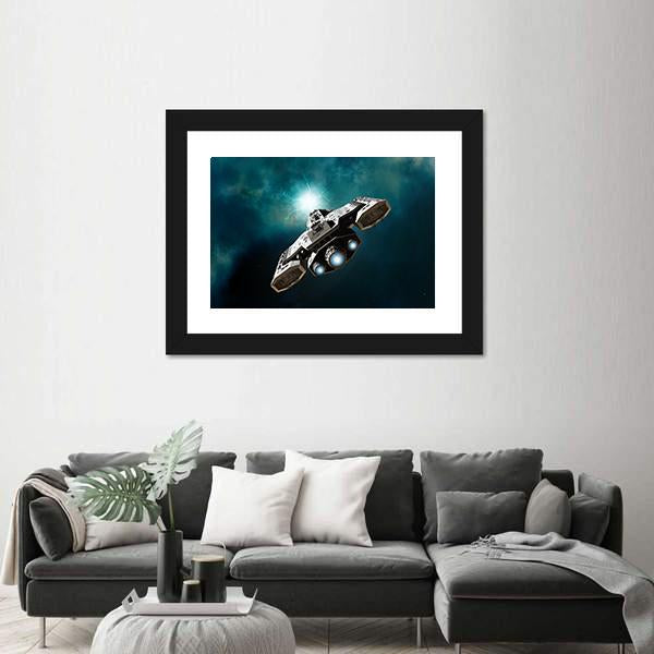 Spaceship About To Enter A Wormhole Canvas Wall Art-3 Horizontal-Gallery Wrap-25" x 16"-Tiaracle