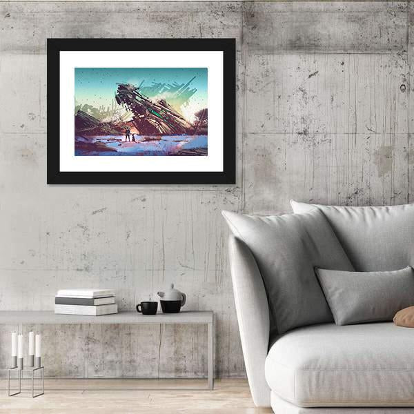 Spaceship Crashed Canvas Wall Art-3 Horizontal-Gallery Wrap-25" x 16"-Tiaracle