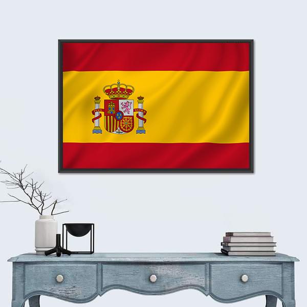 Spain National Flag Canvas Wall Art-1 Piece-Floating Frame-24" x 16"-Tiaracle