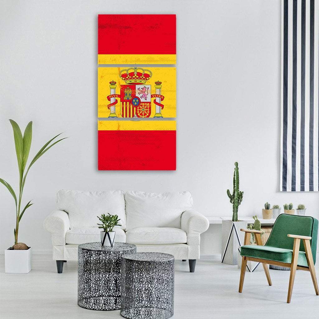 Spain Flag Vertical Canvas Wall Art-3 Vertical-Gallery Wrap-12" x 25"-Tiaracle