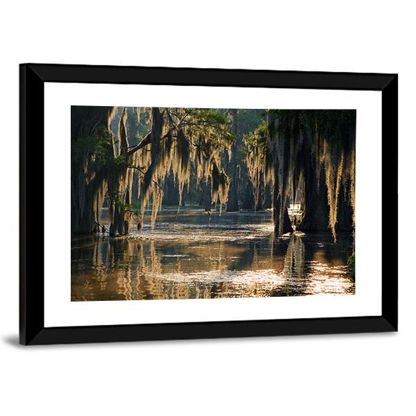 Spanish Moss In The Louisiana Bayou Canvas Wall Art-3 Horizontal-Gallery Wrap-25" x 16"-Tiaracle