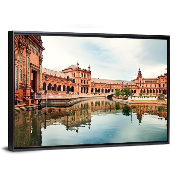 Spanish Square In Sevilla Canvas Wall Art-3 Horizontal-Gallery Wrap-25" x 16"-Tiaracle