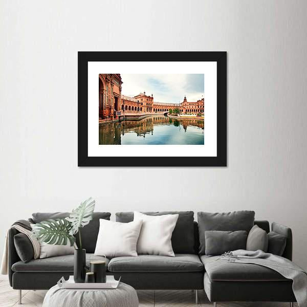 Spanish Square In Sevilla Canvas Wall Art-3 Horizontal-Gallery Wrap-25" x 16"-Tiaracle