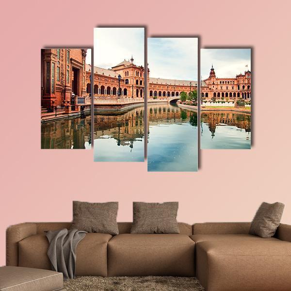 Spanish Square In Sevilla Canvas Wall Art-4 Pop-Gallery Wrap-50" x 32"-Tiaracle