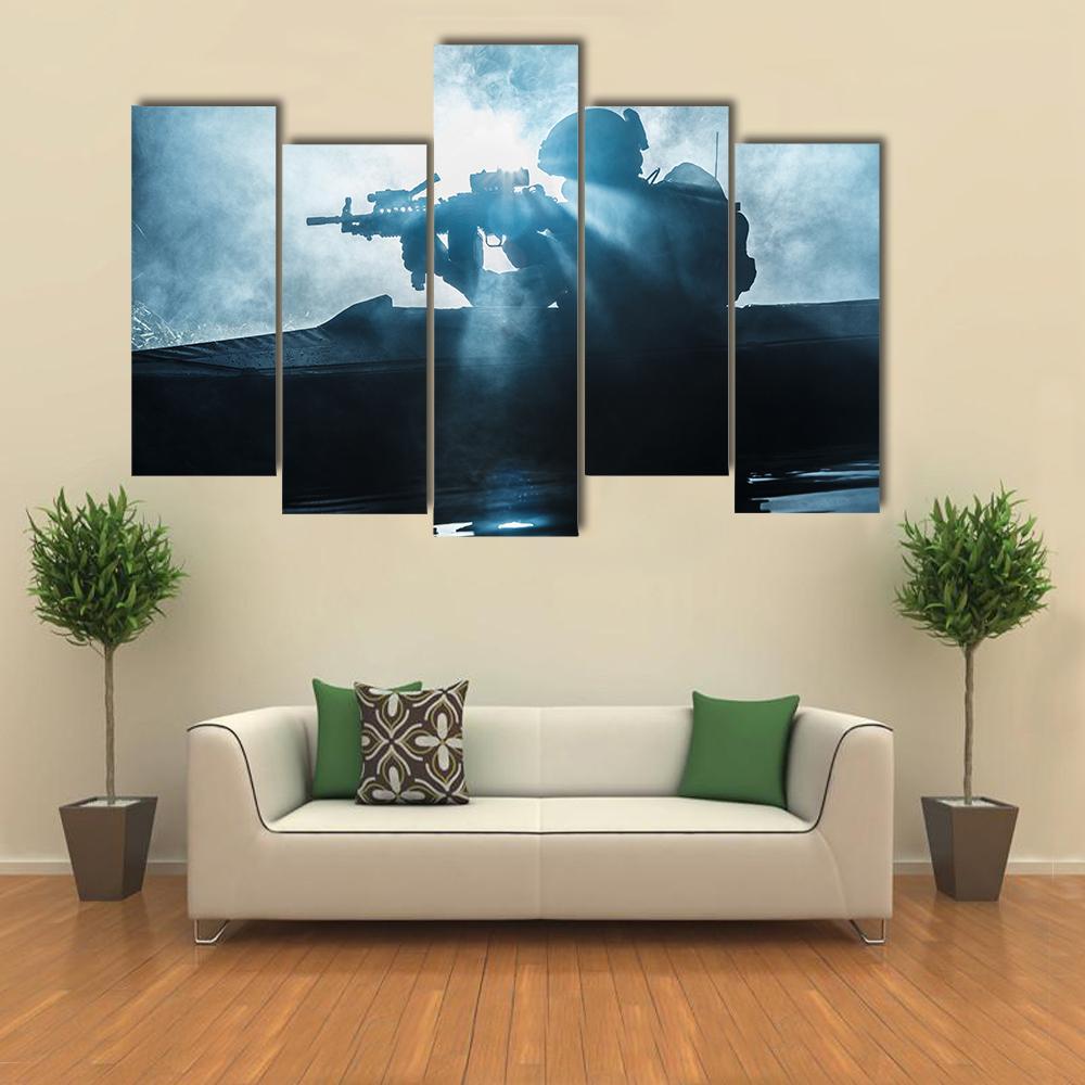 Special Forces Marine Operators Canvas Wall Art-5 Pop-Gallery Wrap-47" x 32"-Tiaracle