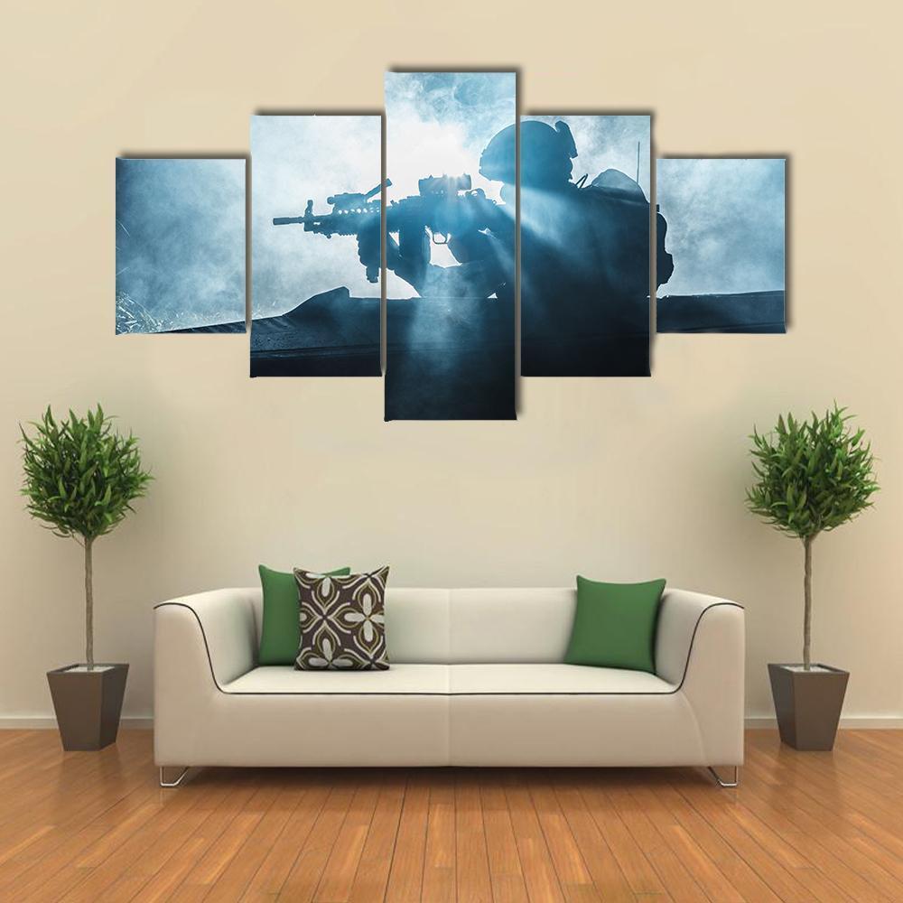 Special Forces Marine Operators Canvas Wall Art-5 Star-Gallery Wrap-62" x 32"-Tiaracle