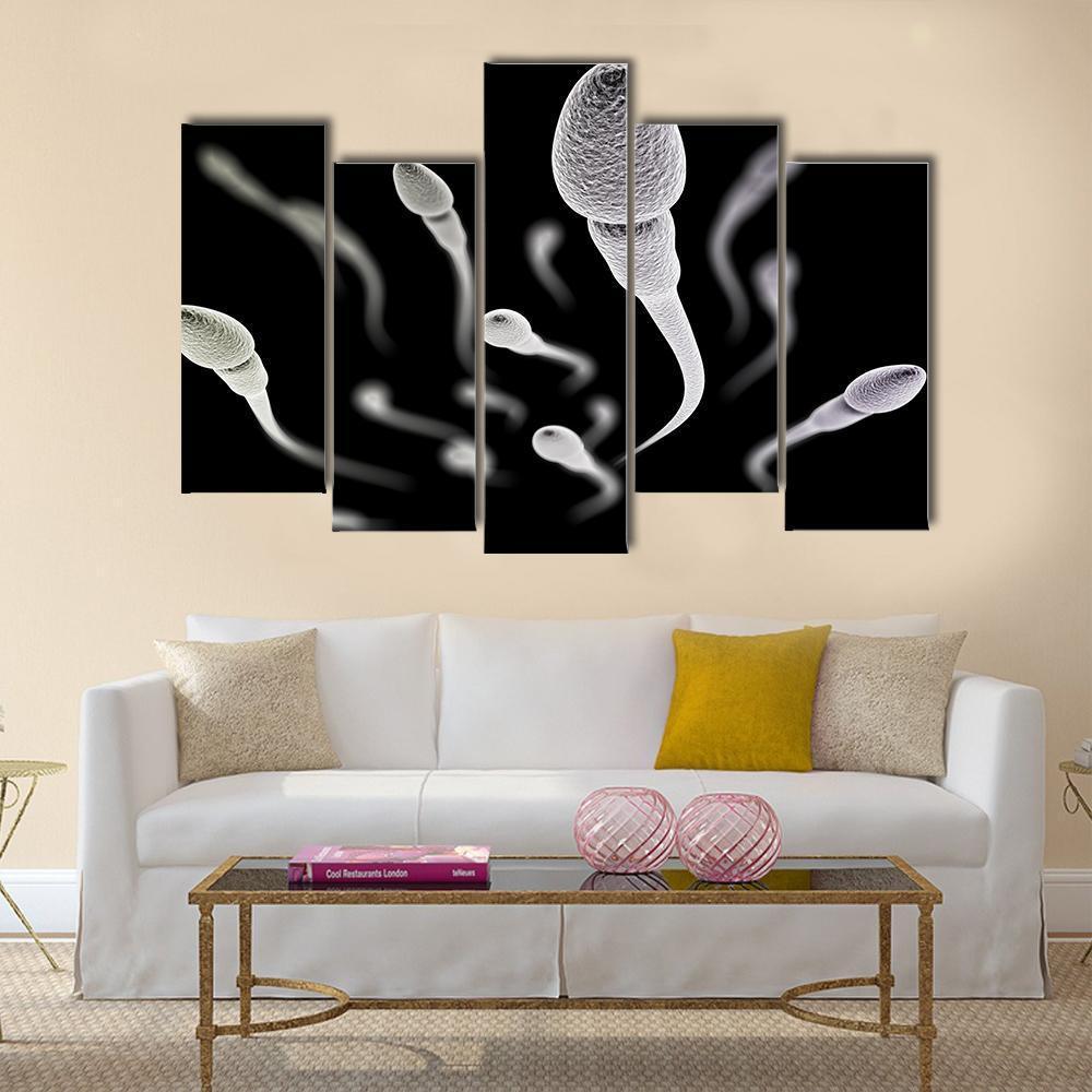 Sperm Visualization On Black Canvas Wall Art-5 Pop-Gallery Wrap-47" x 32"-Tiaracle