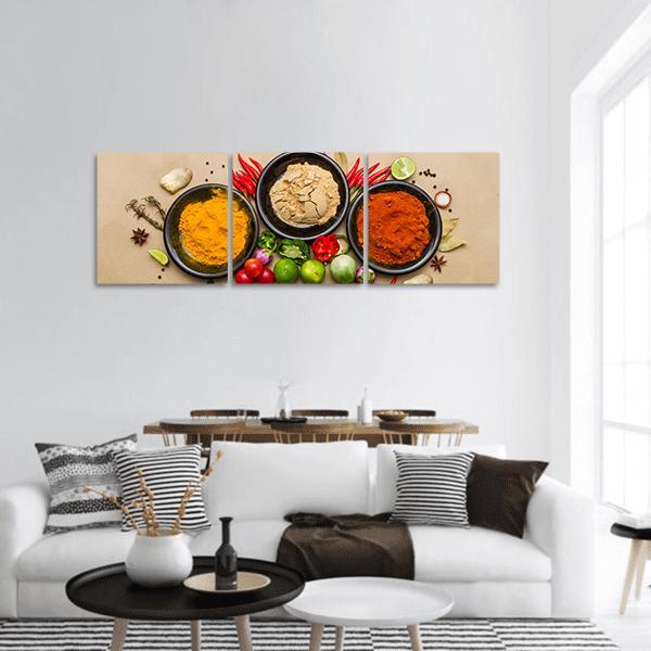 Spices For Herb Panoramic Canvas Wall Art-3 Piece-25" x 08"-Tiaracle