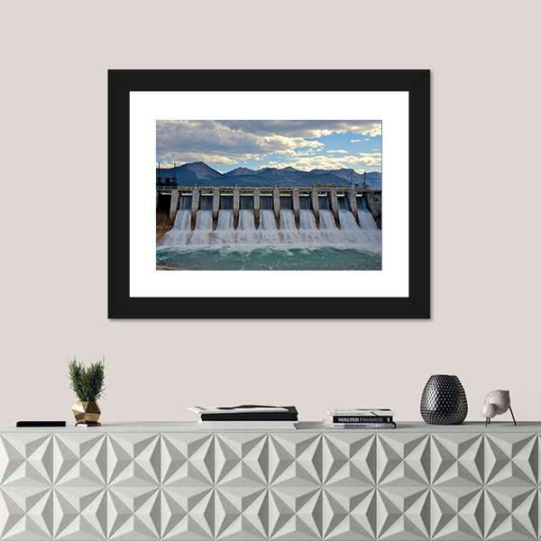 Spillway Of A Hydro Electric Dam Canvas Wall Art-1 Piece-Framed Print-20" x 16"-Tiaracle