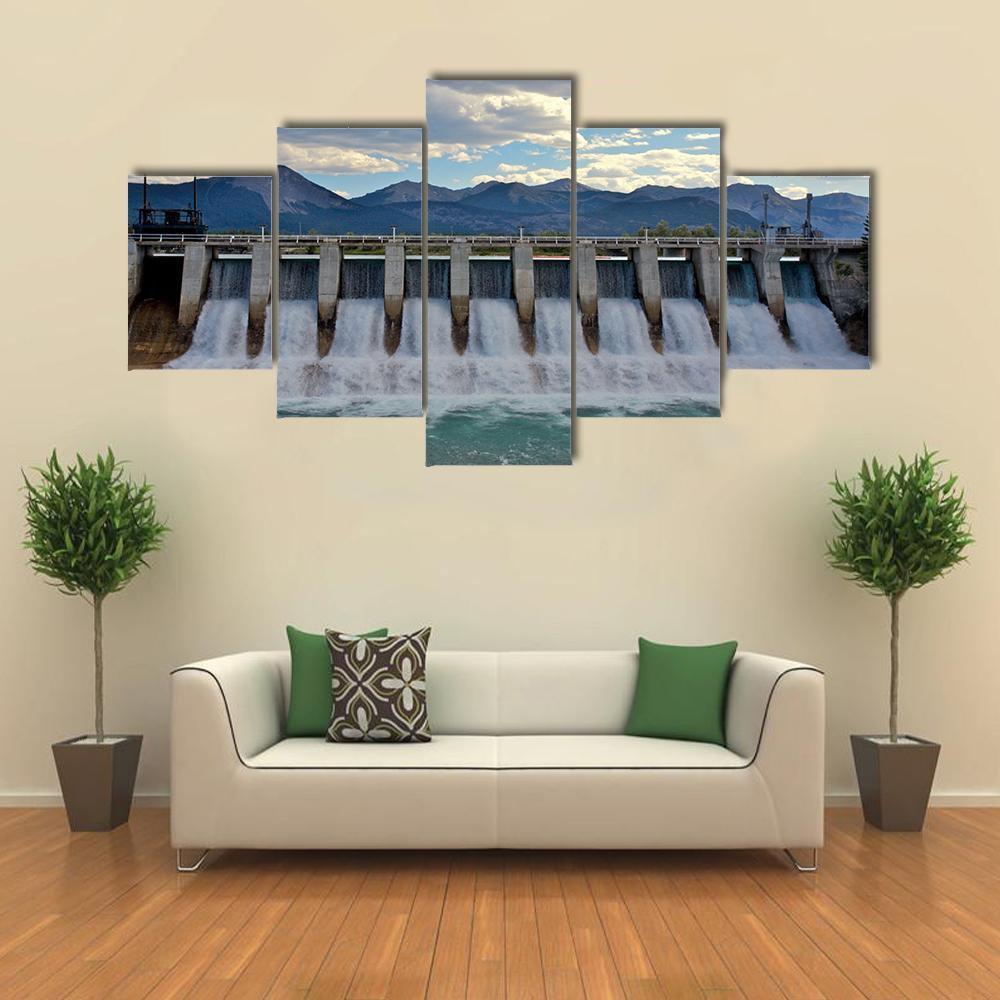 Spillway Of A Hydro Electric Dam Canvas Wall Art-5 Star-Gallery Wrap-62" x 32"-Tiaracle