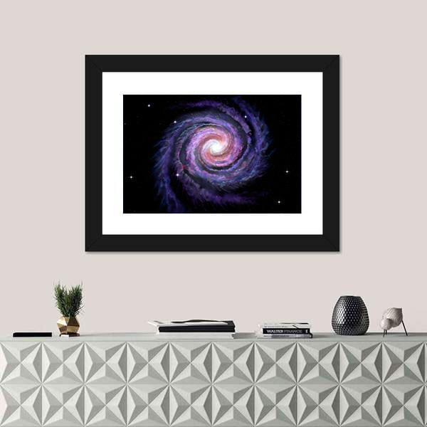 Spiral Galaxy Illustration Of Milky Way Canvas Wall Art-1 Piece-Framed Print-20" x 16"-Tiaracle