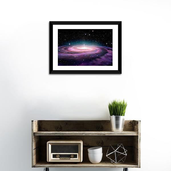 Spiral Galaxy In Deep Space Illustration Canvas Wall Art-1 Piece-Framed Print-20" x 16"-Tiaracle