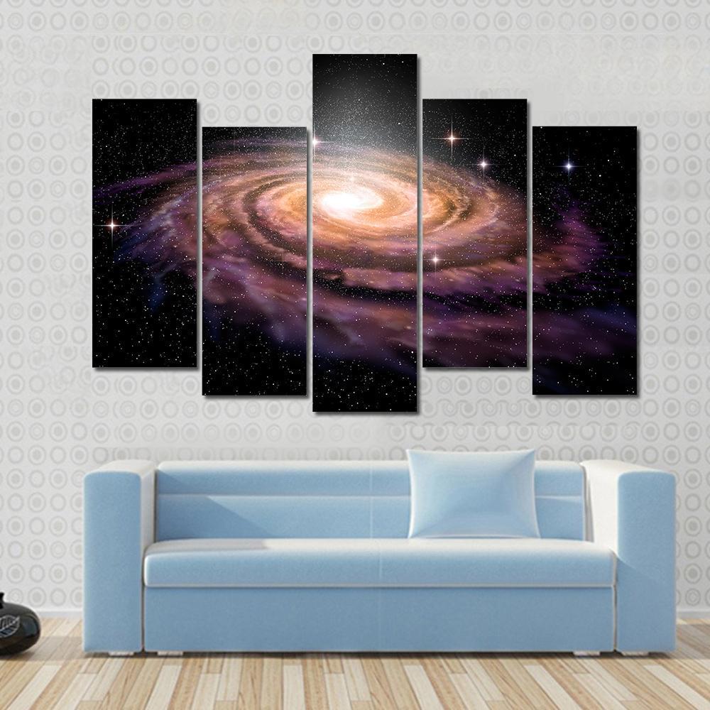 Spiral Galaxy In Deep Space Illustration Canvas Wall Art-5 Pop-Gallery Wrap-47" x 32"-Tiaracle