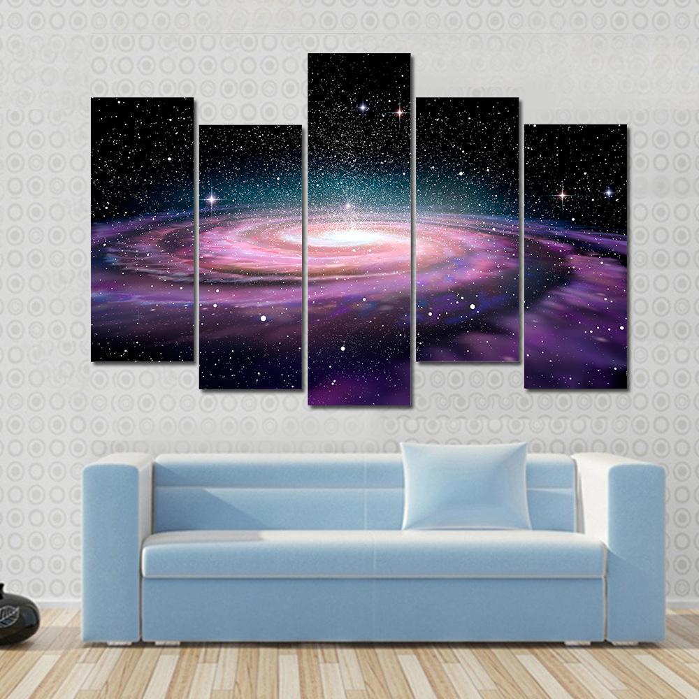 Spiral Galaxy In Deep Space Illustration Canvas Wall Art-5 Pop-Gallery Wrap-47" x 32"-Tiaracle