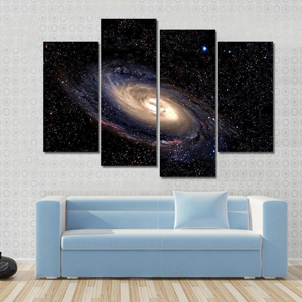 Spiral Galaxy In Deep Space With Star Field Canvas Wall Art-4 Pop-Gallery Wrap-50" x 32"-Tiaracle