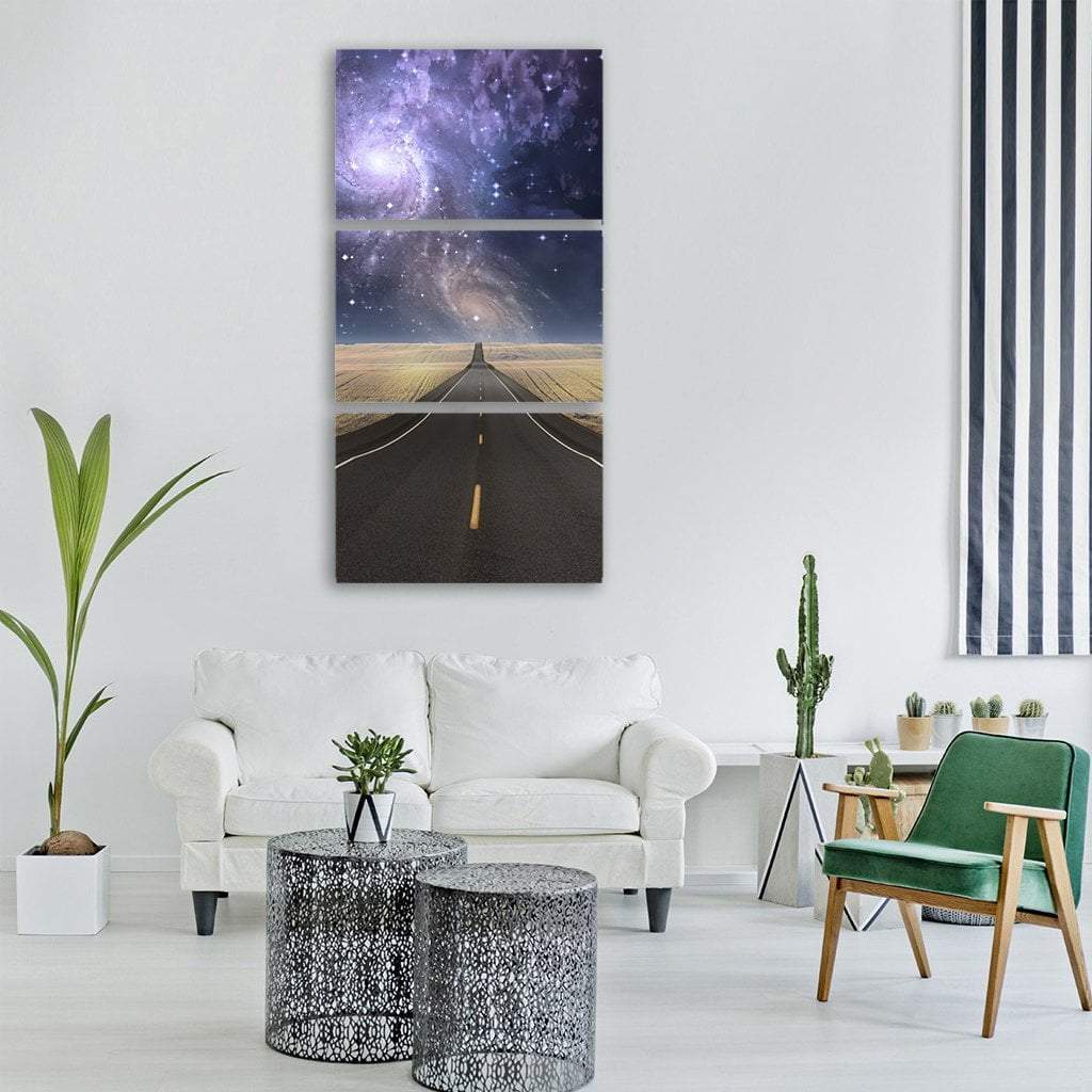 Spiral Galaxy Over Path Vertical Canvas Wall Art-3 Vertical-Gallery Wrap-12" x 25"-Tiaracle