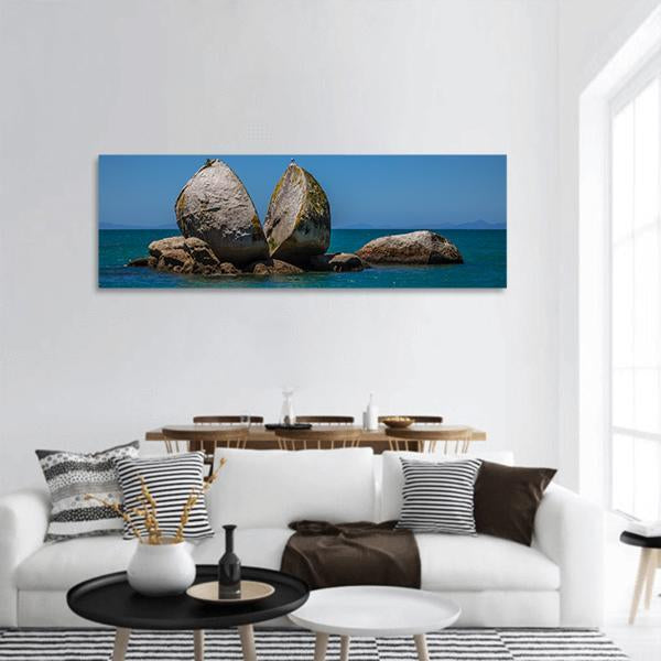 Split Apple Rock In New Zealand Panoramic Canvas Wall Art-1 Piece-36" x 12"-Tiaracle