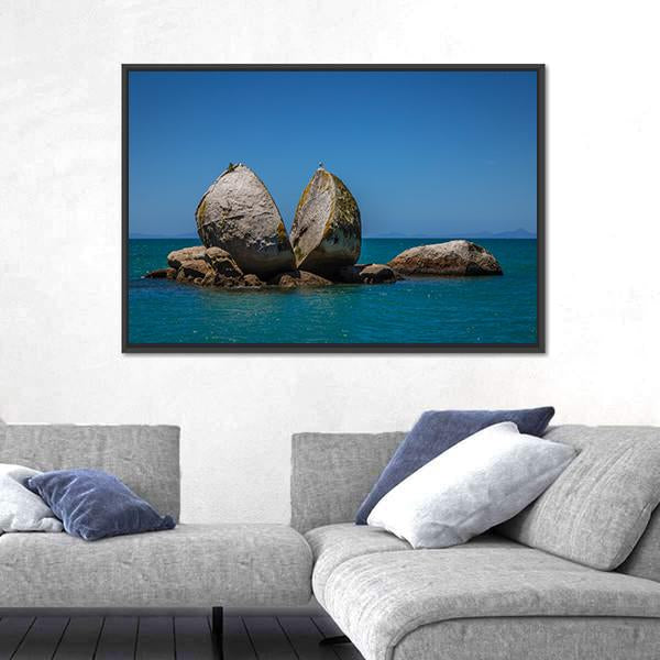 Split Apple Rock In New Zealand Panoramic Canvas Wall Art-1 Piece-36" x 12"-Tiaracle