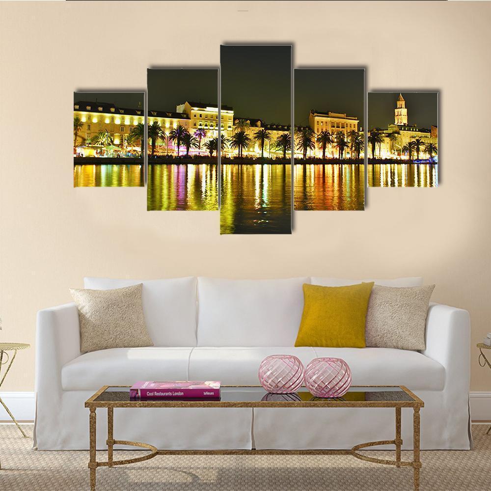 Old Town In Croatia Canvas Wall Art-5 Star-Gallery Wrap-62" x 32"-Tiaracle