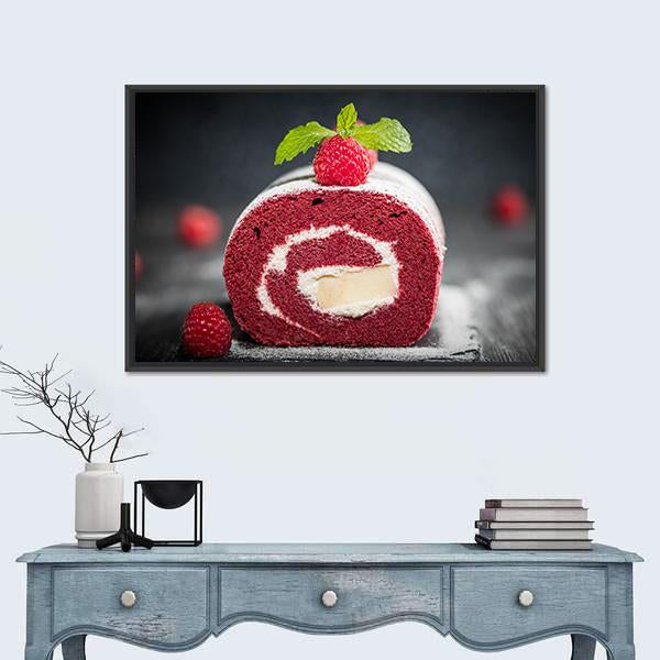 Sponge Swiss Roll Cake Canvas Wall Art-1 Piece-Floating Frame-24" x 16"-Tiaracle