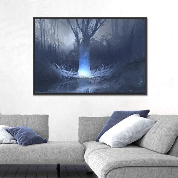 Spooky Forest With Swamp Canvas Wall Art-3 Horizontal-Gallery Wrap-25" x 16"-Tiaracle
