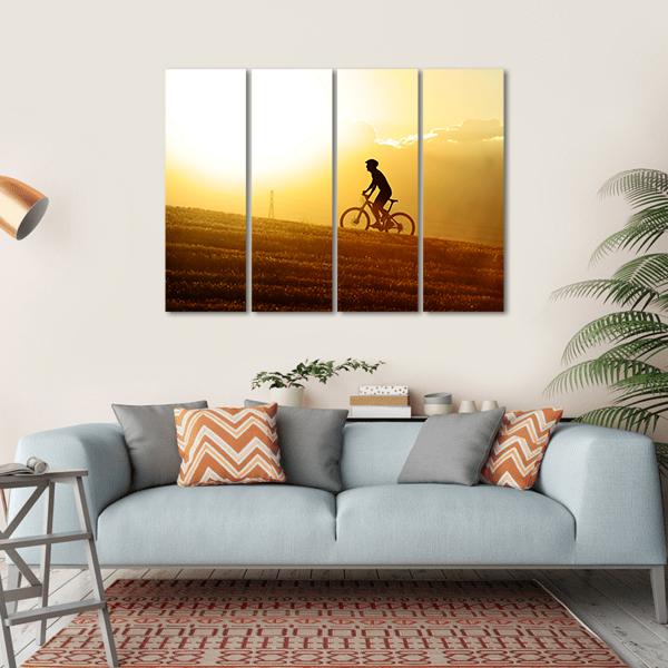 Sport Man Cycling Uphill Canvas Wall Art-4 Horizontal-Gallery Wrap-34" x 24"-Tiaracle