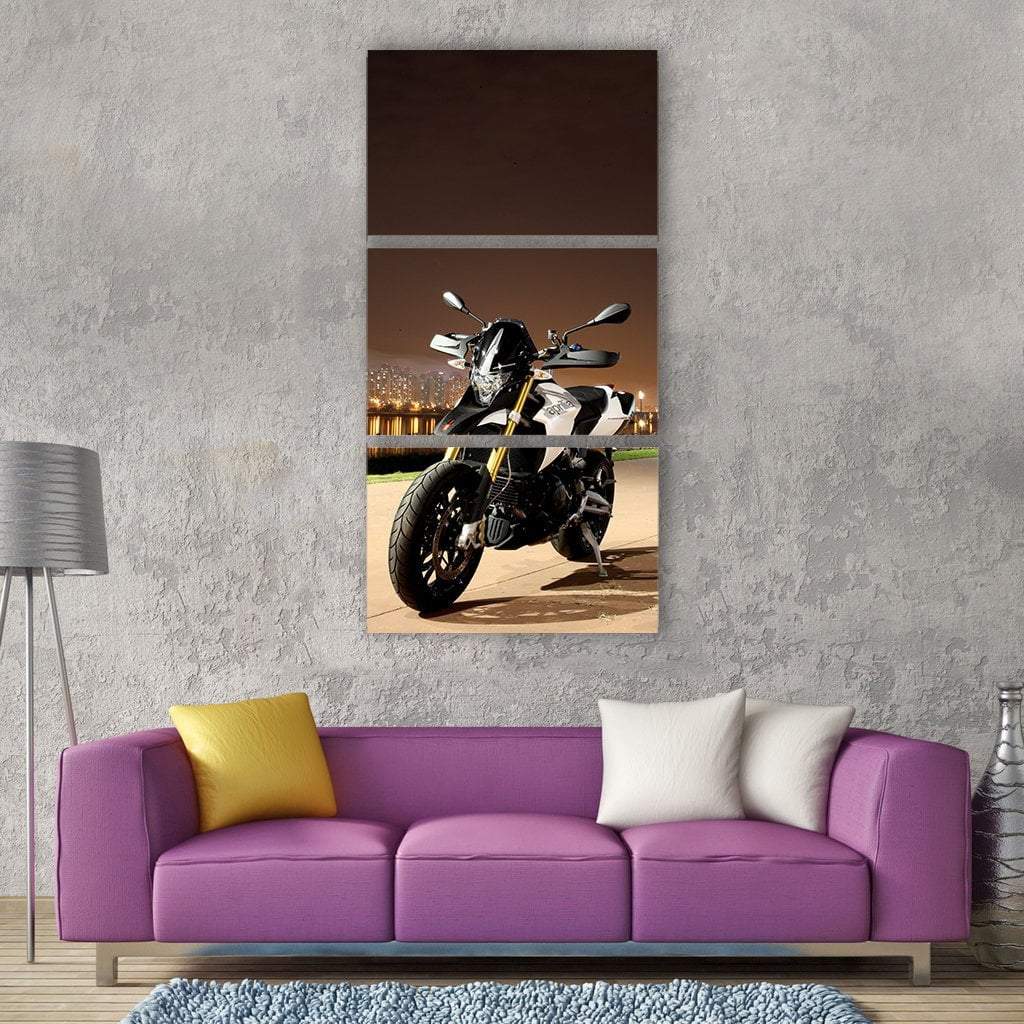 Sports Motorcycle Night View Vertical Canvas Wall Art-3 Vertical-Gallery Wrap-12" x 25"-Tiaracle