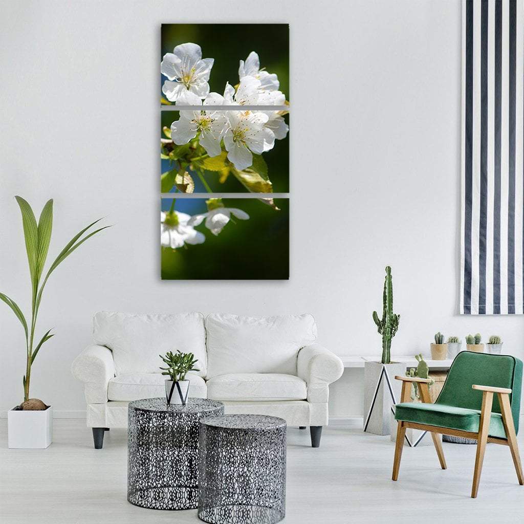 Spring Cherry Blossom Tree Vertical Canvas Wall Art-3 Vertical-Gallery Wrap-12" x 25"-Tiaracle