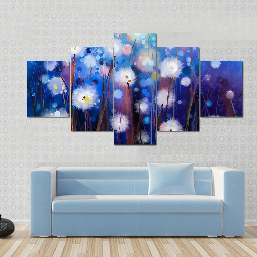 Spring Floral Seasonal Nature Abstract Canvas Wall Art-5 Star-Gallery Wrap-62" x 32"-Tiaracle