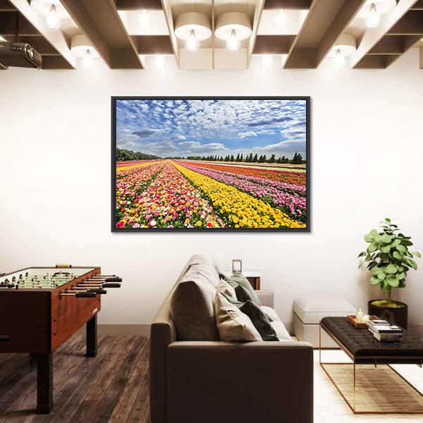 Spring Flowering Buttercups Canvas Wall Art-3 Horizontal-Gallery Wrap-25" x 16"-Tiaracle