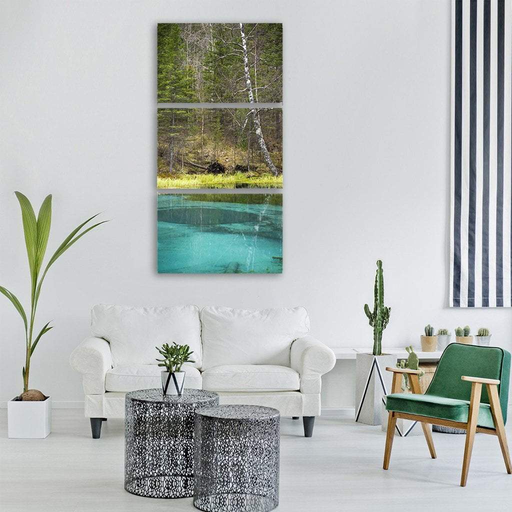 Spring Lake In Altai Russia Vertical Canvas Wall Art-3 Vertical-Gallery Wrap-12" x 25"-Tiaracle