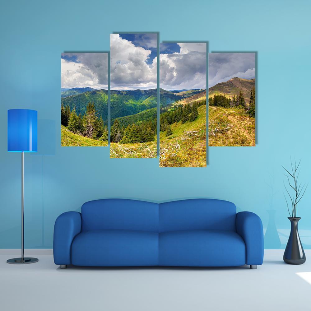 Spring Landscape In The Carpathian Mountains Canvas Wall Art-4 Pop-Gallery Wrap-50" x 32"-Tiaracle