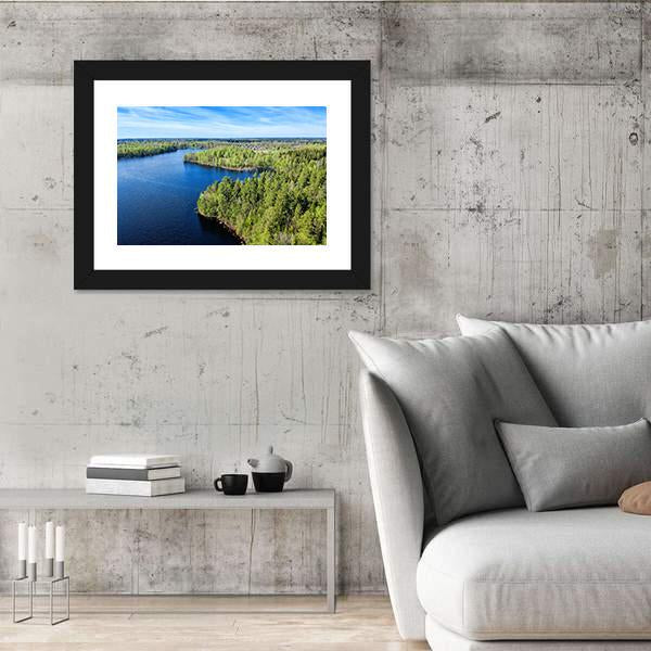 Spring Landscape Over Swedish Lake Panoramic Canvas Wall Art-1 Piece-36" x 12"-Tiaracle