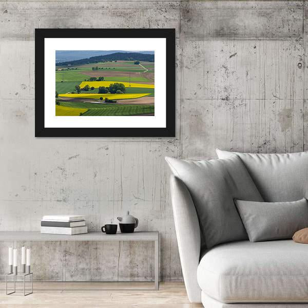 Spring Landscape With Canola Fields In Bavaria Canvas Wall Art-3 Horizontal-Gallery Wrap-25" x 16"-Tiaracle