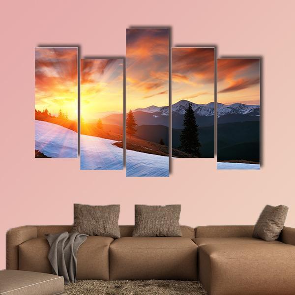 Spring Landscape With The Cloudy Sky Canvas Wall Art-5 Pop-Gallery Wrap-47" x 32"-Tiaracle