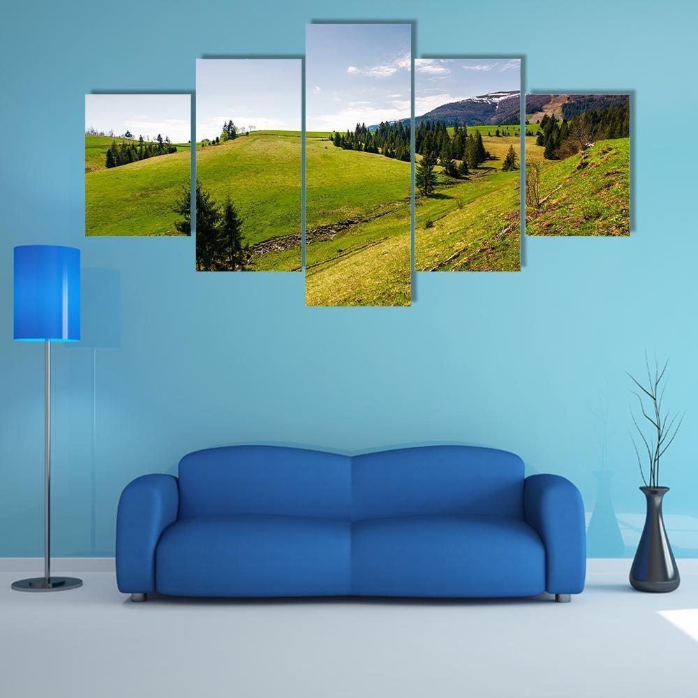 Spring Scenery Of Borzhava Mountain Ridge Canvas Wall Art-5 Star-Gallery Wrap-62" x 32"-Tiaracle