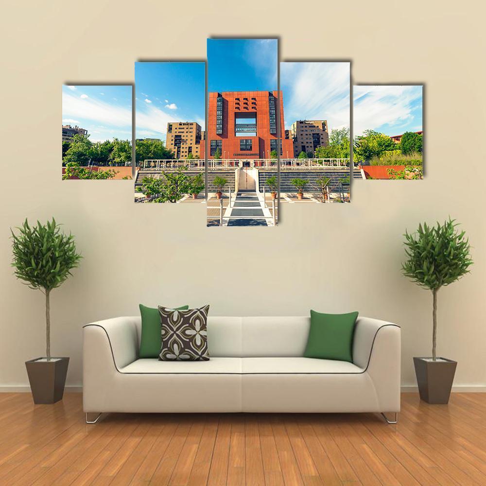Square Of Bicocca University Canvas Wall Art-5 Star-Gallery Wrap-62" x 32"-Tiaracle