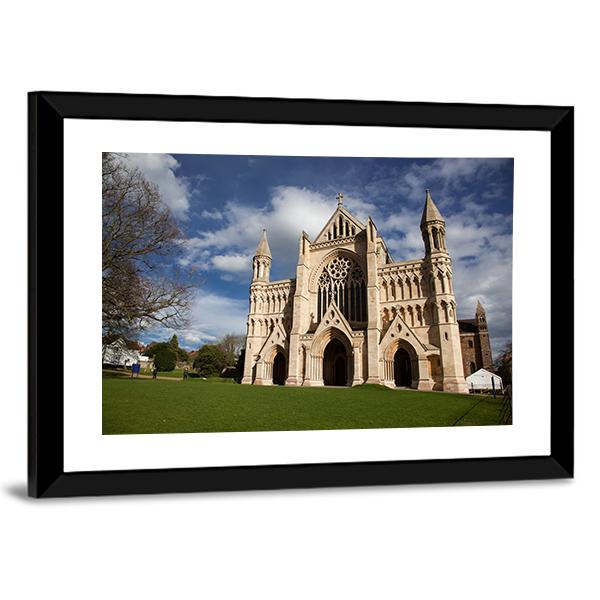 St Albans Cathedral On Sunny Day Canvas Wall Art-3 Horizontal-Gallery Wrap-25" x 16"-Tiaracle