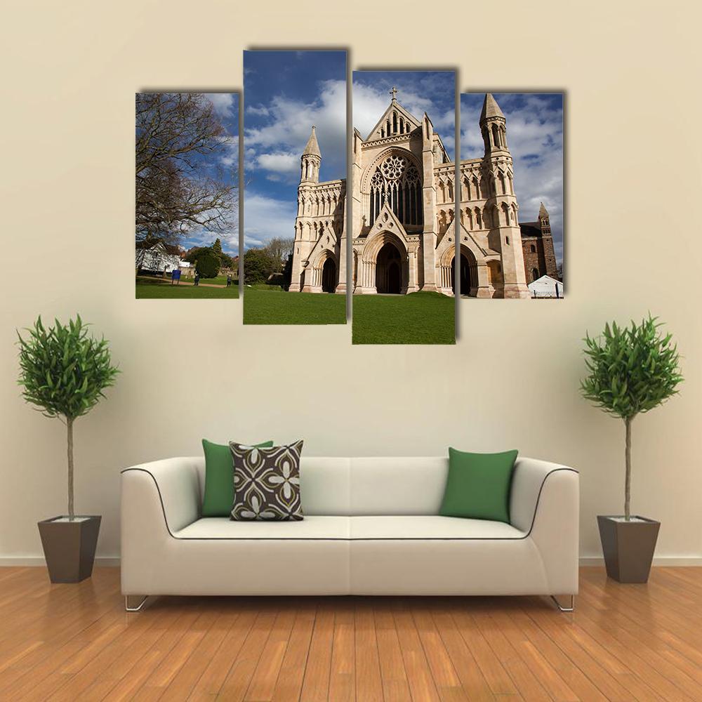 St Albans Cathedral On Sunny Day Canvas Wall Art-4 Pop-Gallery Wrap-50" x 32"-Tiaracle