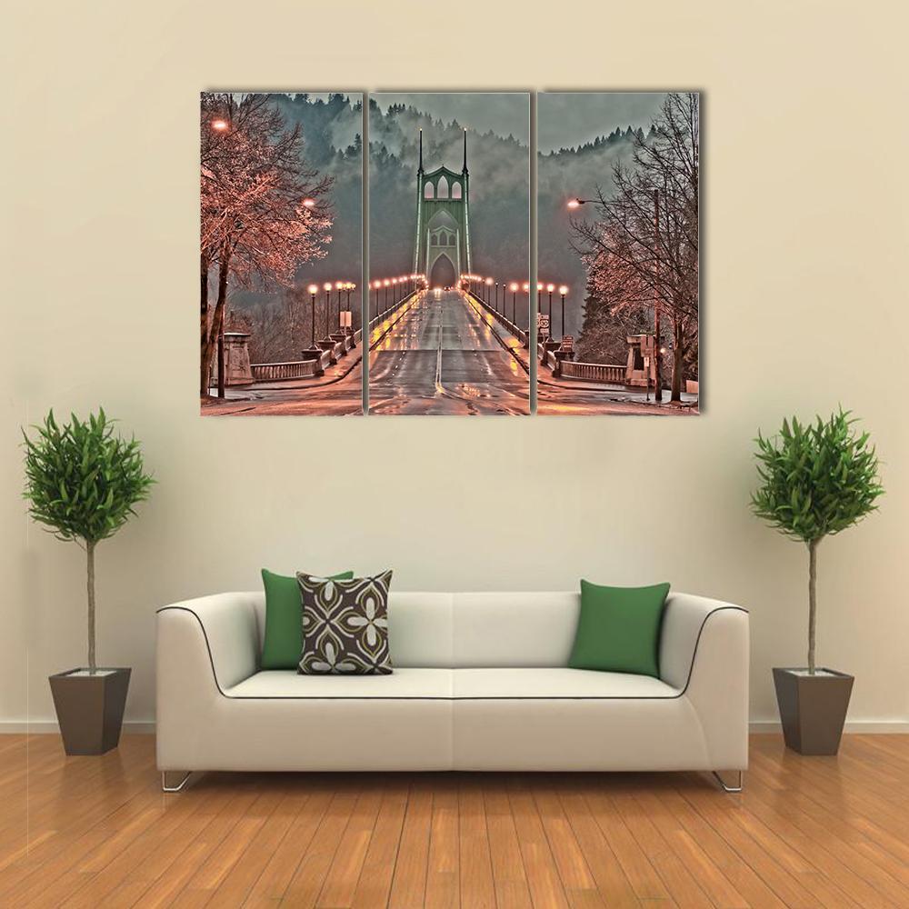 St Johns Bridge Canvas Wall Art-3 Horizontal-Gallery Wrap-37" x 24"-Tiaracle