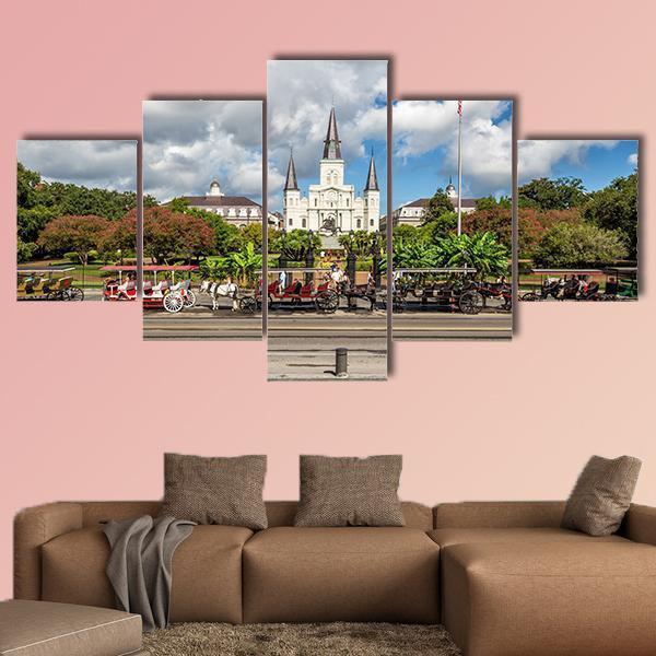 St. Louis Cathedral in the French Quarter Canvas Wall Art-5 Star-Gallery Wrap-62" x 32"-Tiaracle