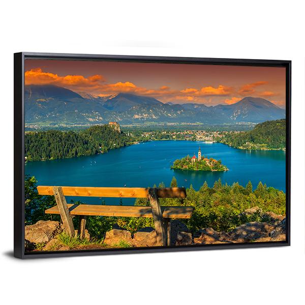 St Mary's Church In Lake Bled Canvas Wall Art-3 Horizontal-Gallery Wrap-25" x 16"-Tiaracle