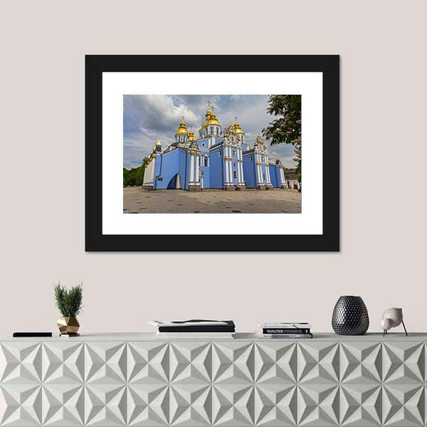 St Michaels Golden Domed Monastery In Ukraine Canvas Wall Art-1 Piece-Floating Frame-48" x 32"-Tiaracle
