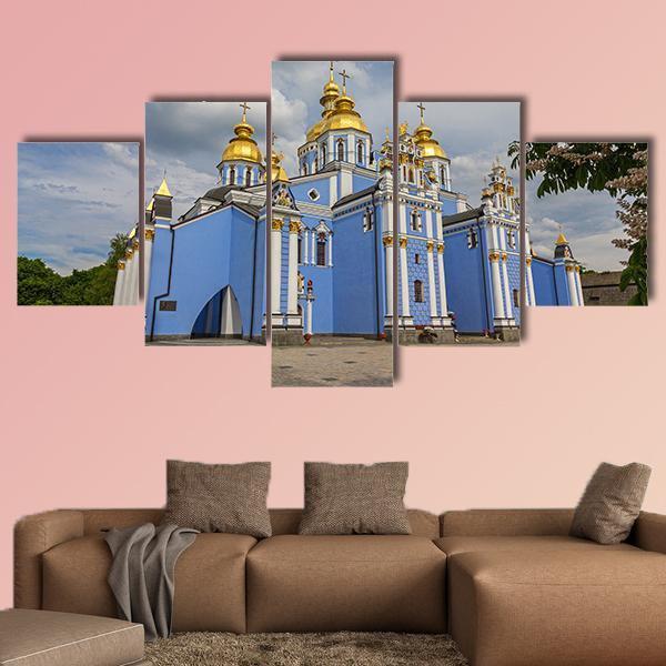 St Michaels Golden Domed Monastery In Ukraine Canvas Wall Art-5 Star-Gallery Wrap-62" x 32"-Tiaracle