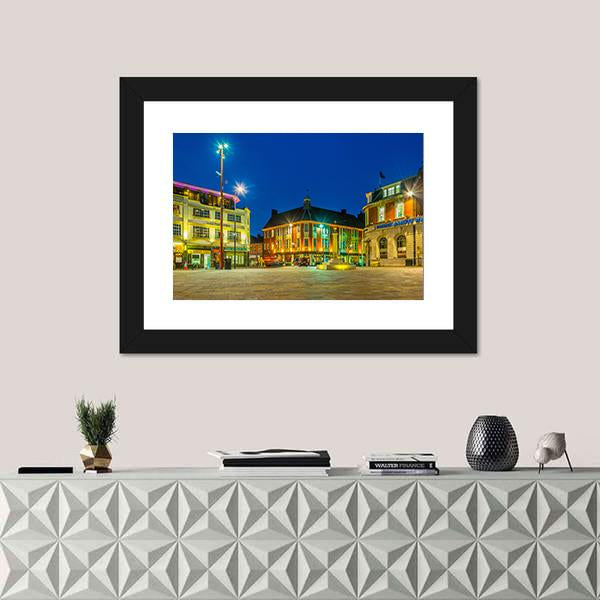 St Nicholas Square In Leicester Canvas Wall Art-1 Piece-Framed Print-20" x 16"-Tiaracle