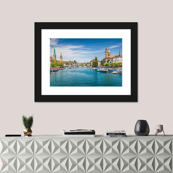 St. Peter At Lake Zurich Canvas Wall Art-1 Piece-Framed Print-20" x 16"-Tiaracle