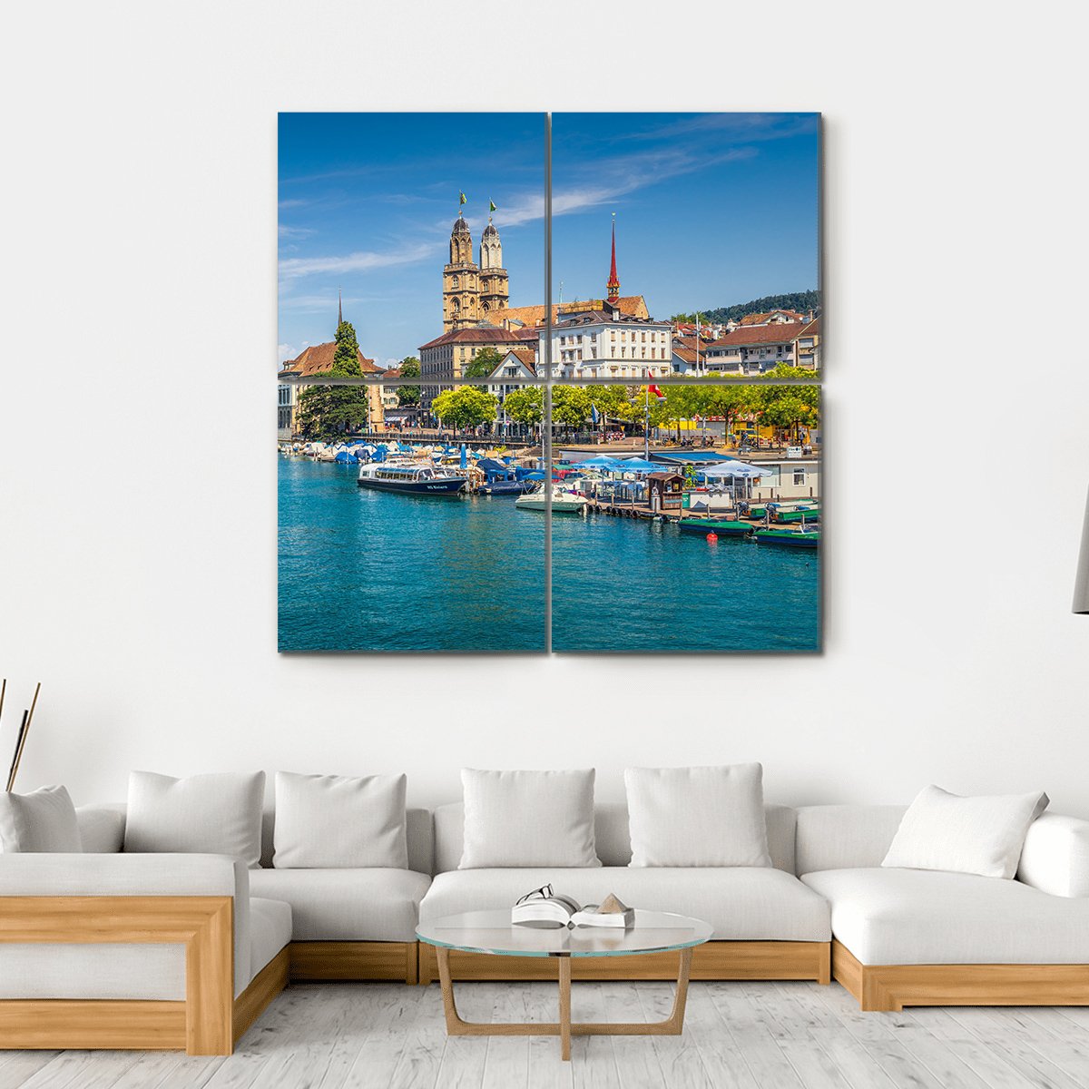 St. Peter At Lake Zurich Canvas Wall Art-4 Square-Gallery Wrap-17" x 17"-Tiaracle